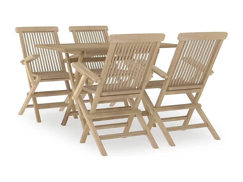 André-Paul-Louis  Salon de jardin 5 pcs gris bois de teck massif