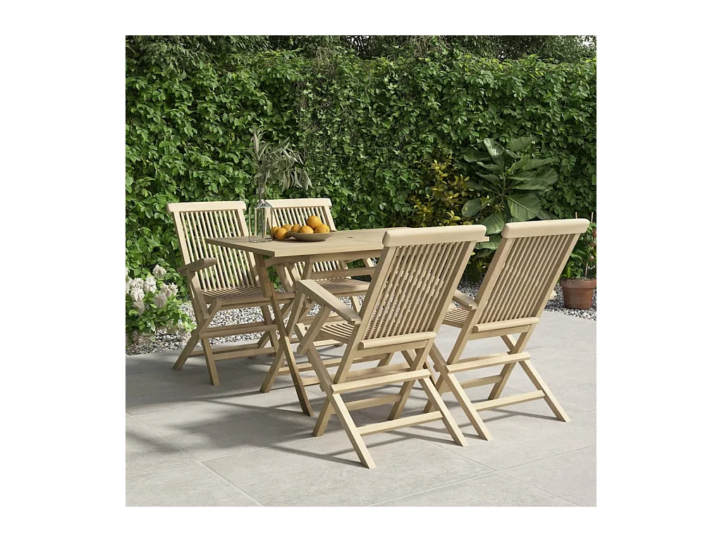 André-Paul-Louis  Salon de jardin 5 pcs gris bois de teck massif