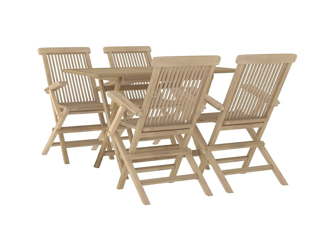 André-Paul-Louis  Salon de jardin 5 pcs gris bois de teck massif