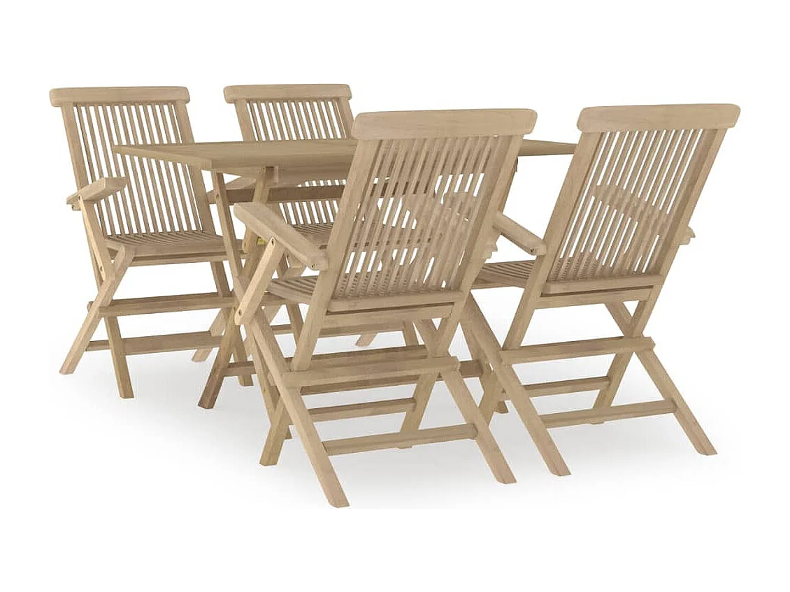 André-Paul-Louis  Salon de jardin 5 pcs gris bois de teck massif