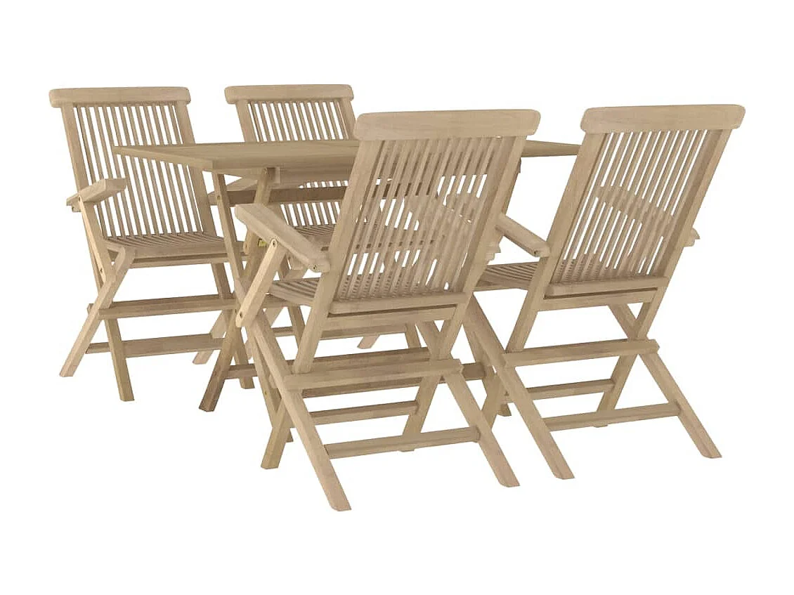 André-Paul-Louis  Salon de jardin 5 pcs gris bois de teck massif