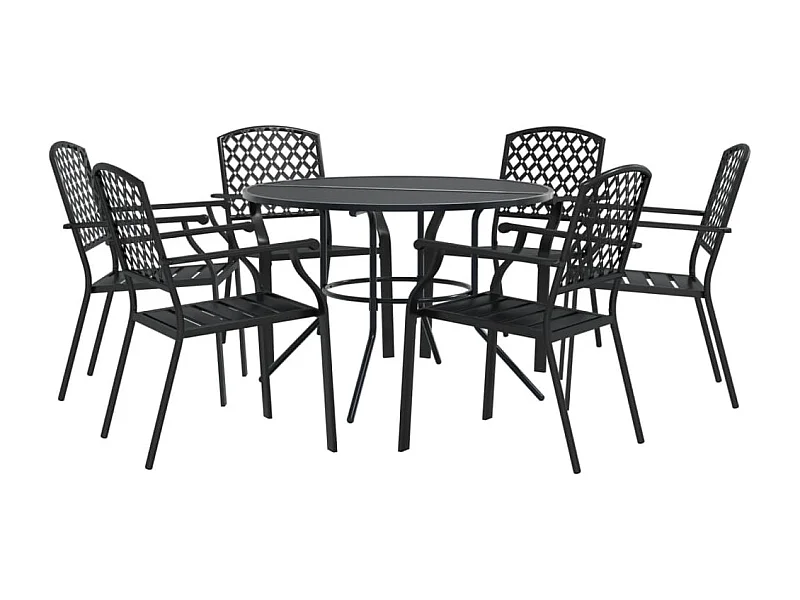 Yero  Ensemble de chaises de jardin empilables 7 pcs anthracite