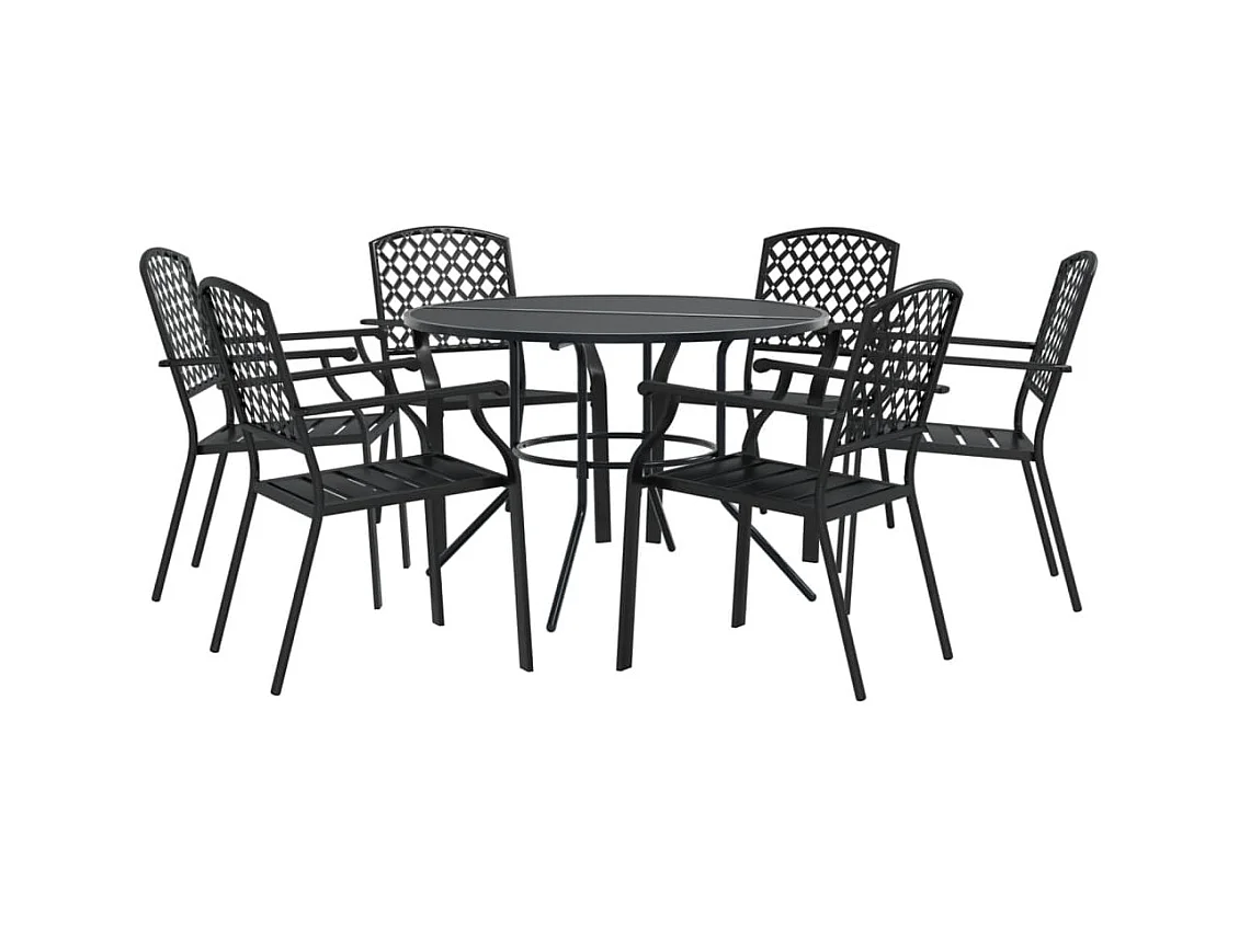 Yero  Ensemble de chaises de jardin empilables 7 pcs anthracite