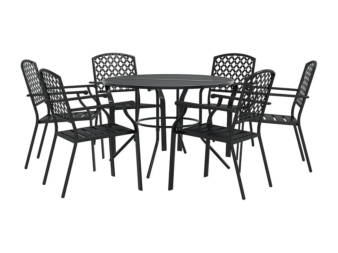 Yero  7-delige Tuinset stapelbaar gepoedercoat staal antracietkleur