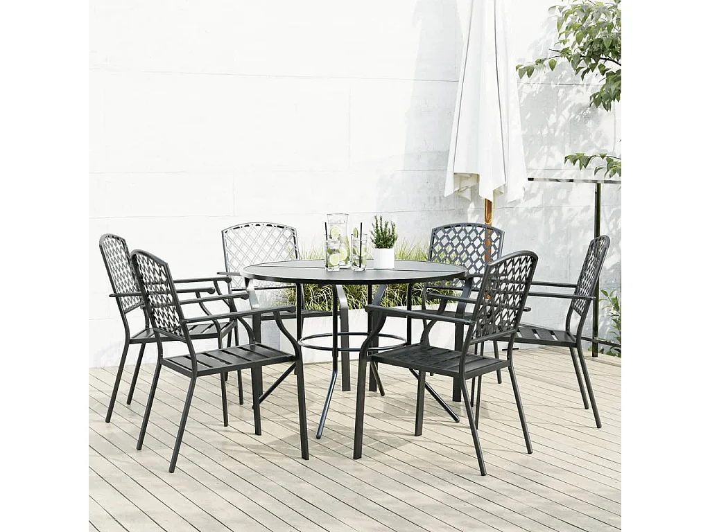 Yero  Ensemble de chaises de jardin empilables 7 pcs anthracite