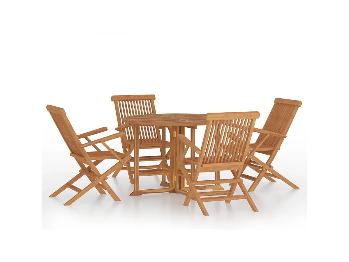 Ydira  Set de comedor de jardín plegable 5 pzas madera maciza de teca