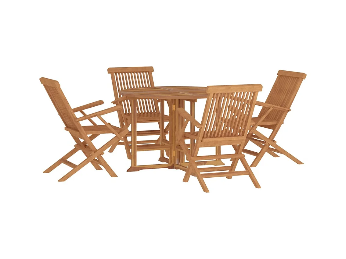 Ydira  Set de comedor de jardín plegable 5 pzas madera maciza de teca
