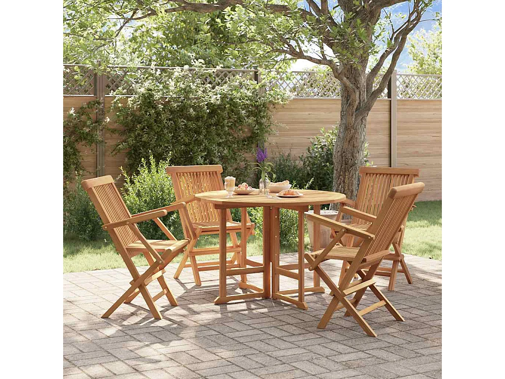 Ydira  Ensemble à dîner d'extérieur pliable 5 pcs Bois solide de teck