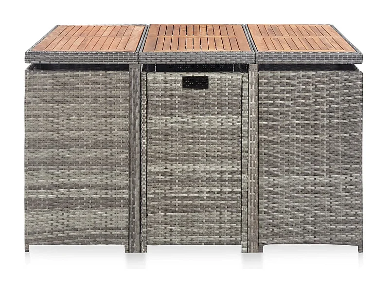 Claire-Étienne  11-delige Tuinset poly rattan en acaciahout antraciet