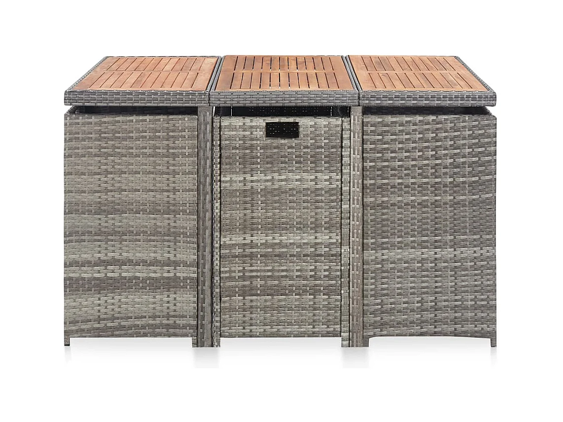 Claire-Étienne  11-delige Tuinset poly rattan en acaciahout antraciet