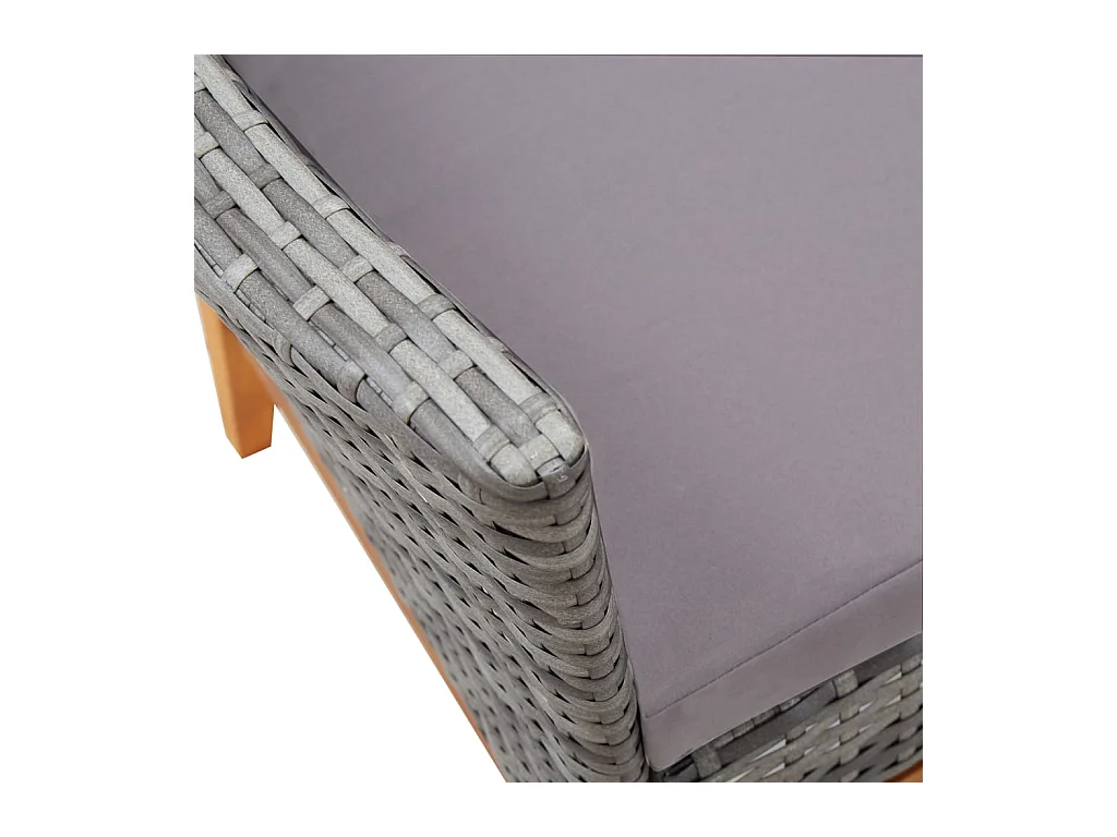 Abdelilah  Mobilier d'extérieur 7 pcs résine tressée et bois d'acacia gris
