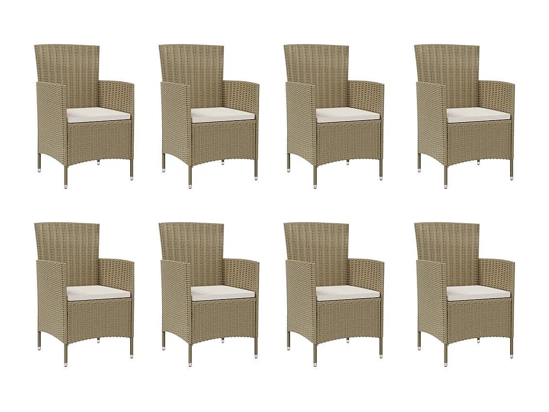 Prolenta Premium -  Ensemble à dîner de jardin 9 pcs coussins Résine tressée Beige