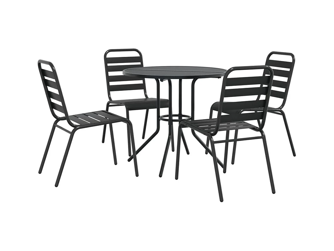 Miraya  Ensemble de chaises de jardin empilables 5 pcs anthracite