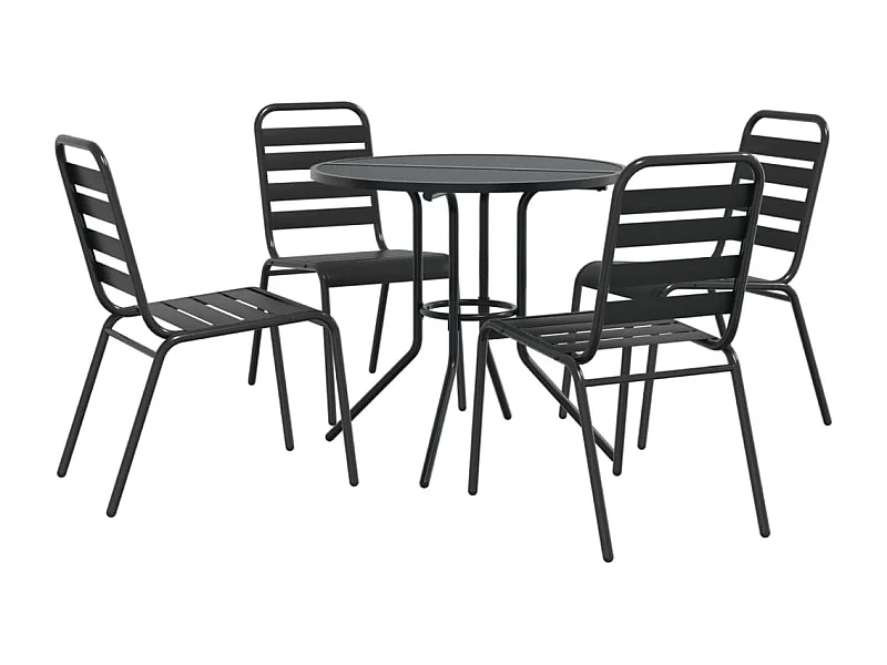 Miraya  Ensemble de chaises de jardin empilables 5 pcs anthracite