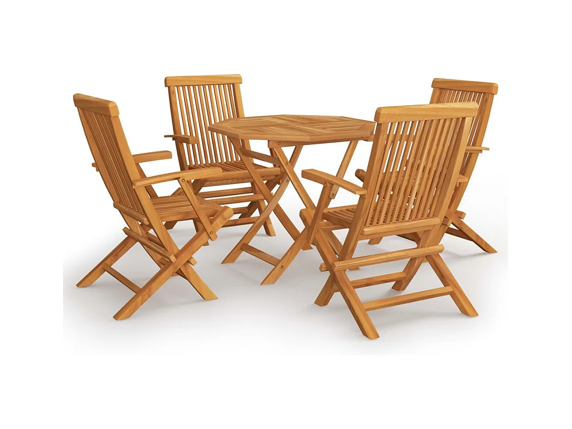 Cymir  Salon de jardin 5 pcs Bois de teck massif