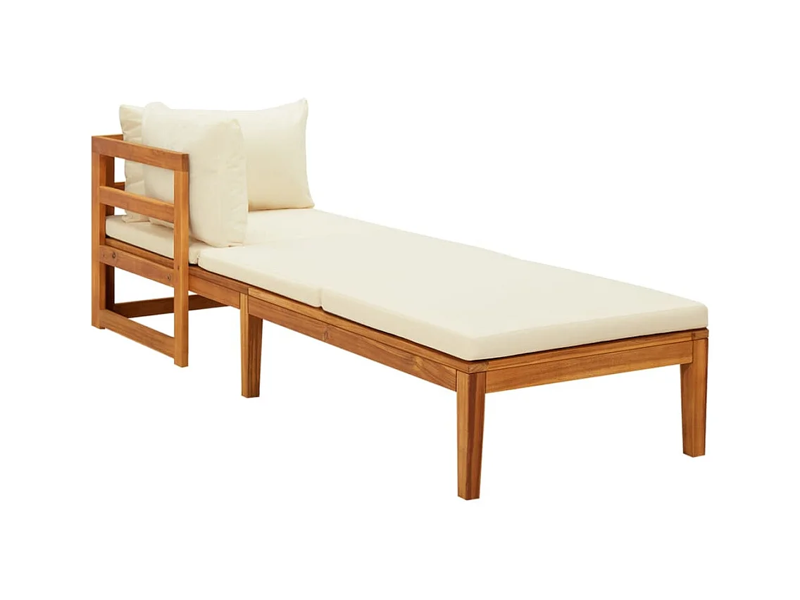 Carrollton  Chaises longues et coussins blanc crème lot de 2 bois d'acacia