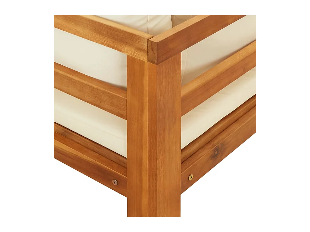 Carrollton  Chaises longues et coussins blanc crème lot de 2 bois d'acacia