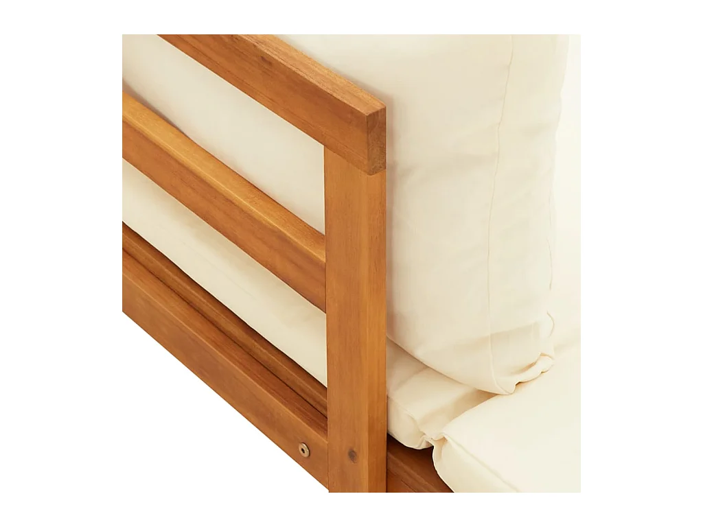 Carrollton  Chaises longues et coussins blanc crème lot de 2 bois d'acacia