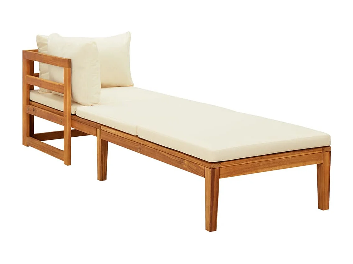 Carrollton  Ligstoelen 2 st met crèmewitte kussens acaciahout