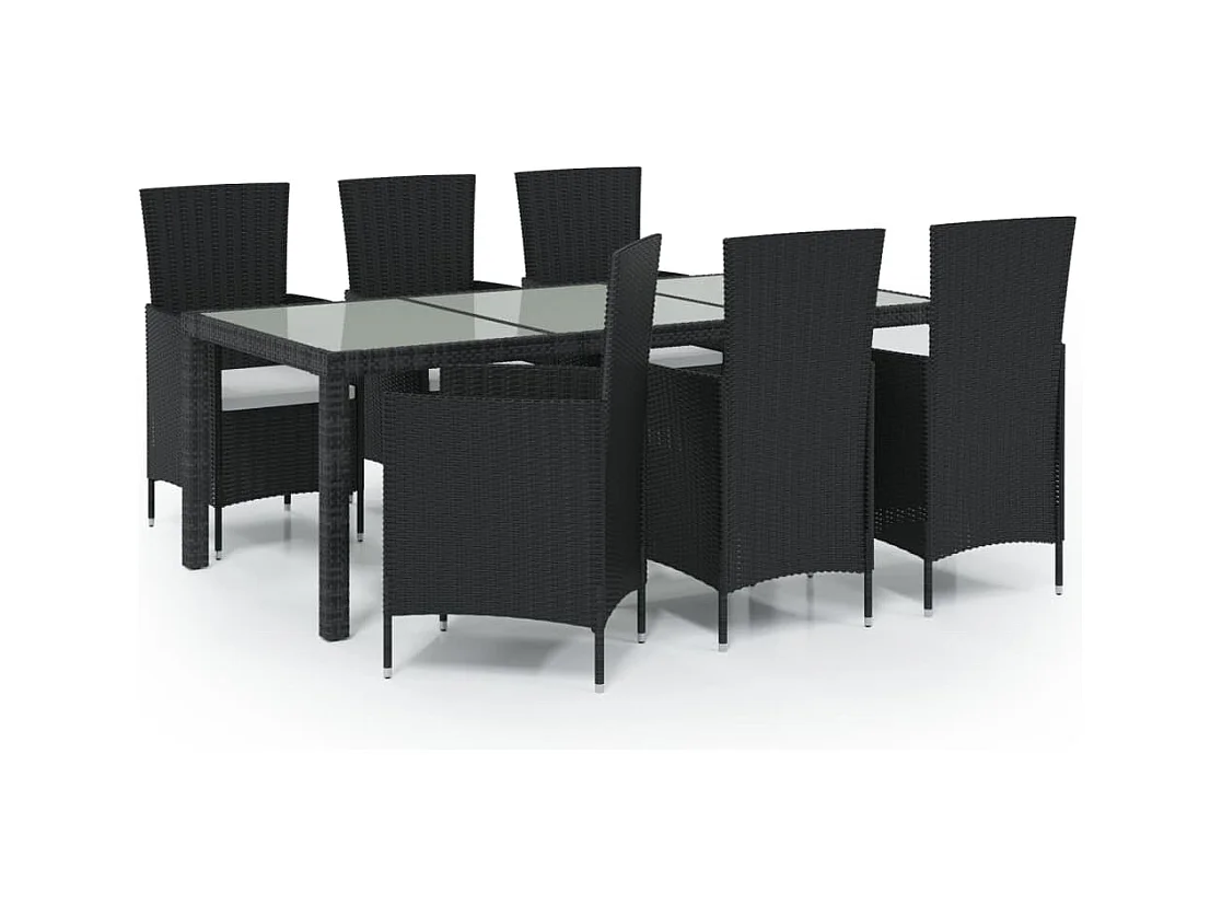 Fea  7-delige Tuinset met kussens poly rattan zwart