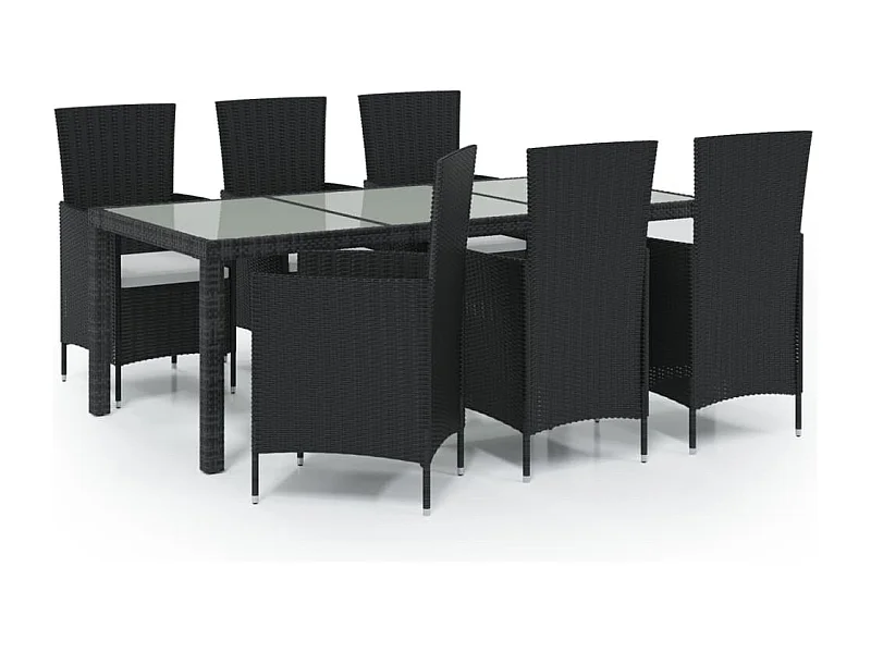 Fea  Salon de jardin 7 pcs avec coussins résine tressée noir