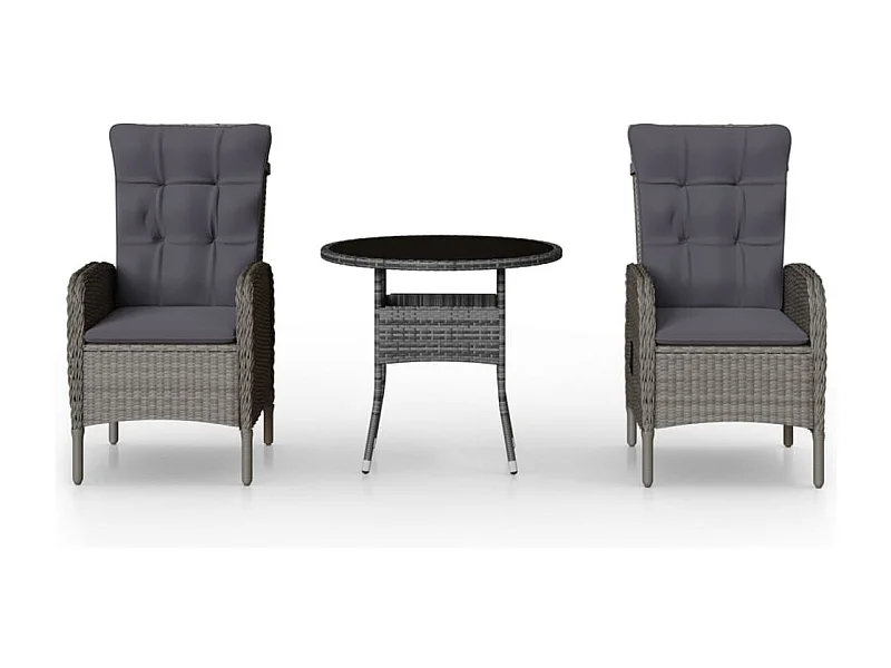 Ortona  Ensemble de bistro de jardin 3 pcs Résine tressée Gris