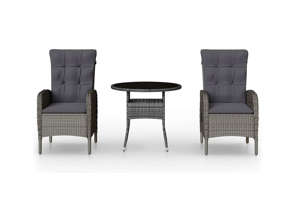 Ortona  Ensemble de bistro de jardin 3 pcs Résine tressée Gris