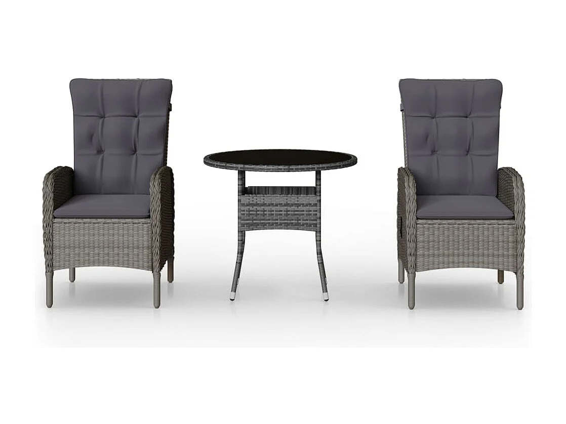 Ortona  Ensemble de bistro de jardin 3 pcs Résine tressée Gris