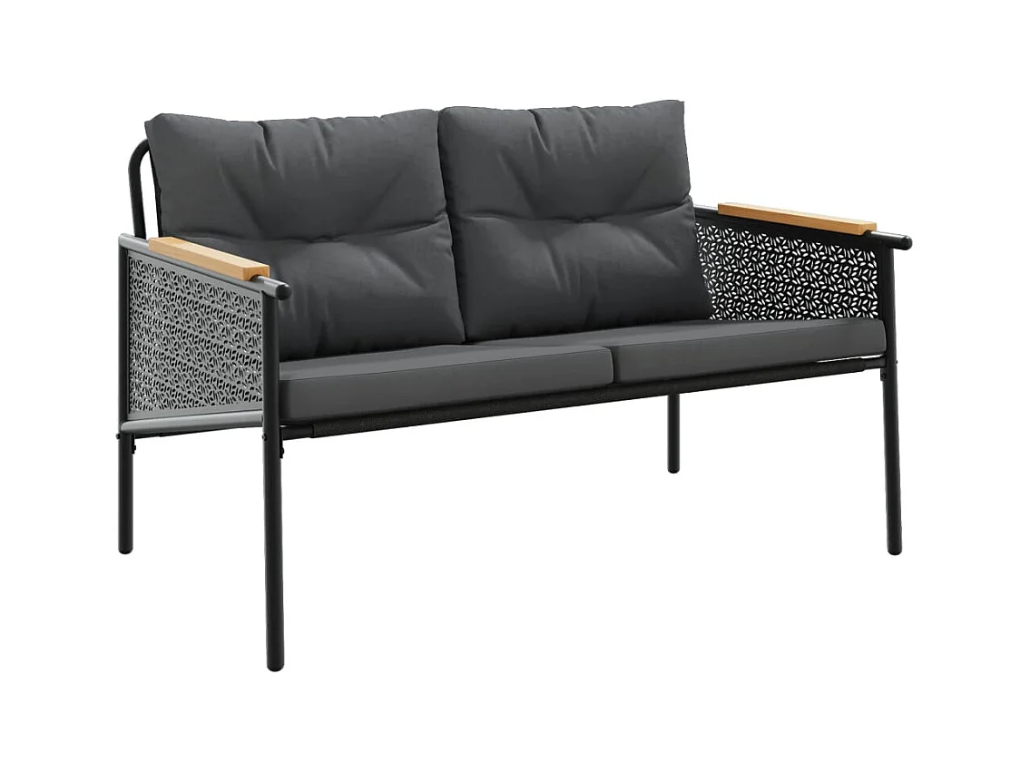 Arielia  Ensemble de meubles de balcon avec coussins 3 pcs noir acier