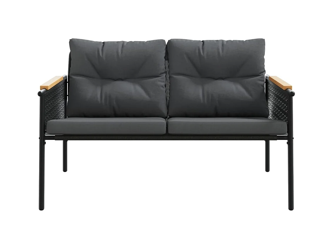 Arielia  Ensemble de meubles de balcon avec coussins 3 pcs noir acier