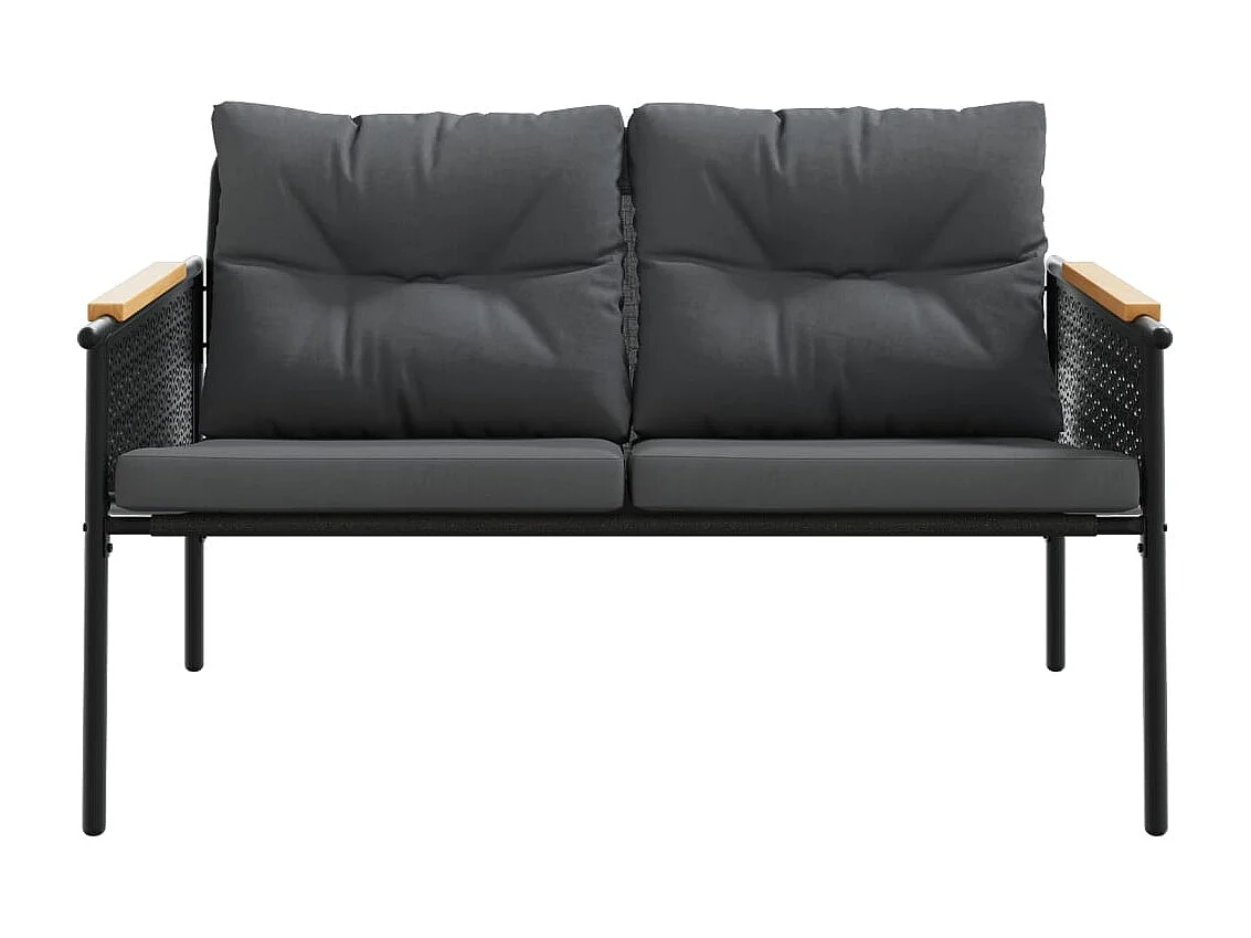 Arielia  Ensemble de meubles de balcon avec coussins 3 pcs noir acier