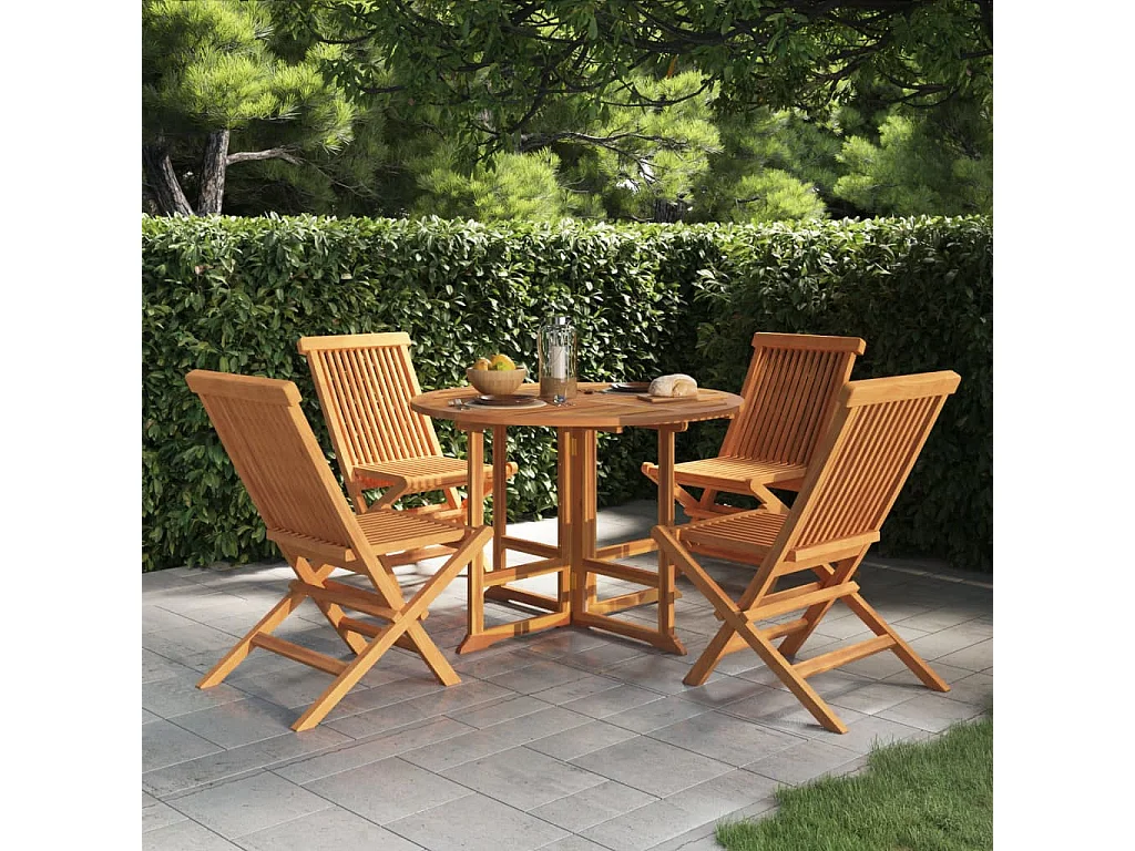 Ydira  Mobilier à dîner d'extérieur pliable 5 pcs Bois solide de teck