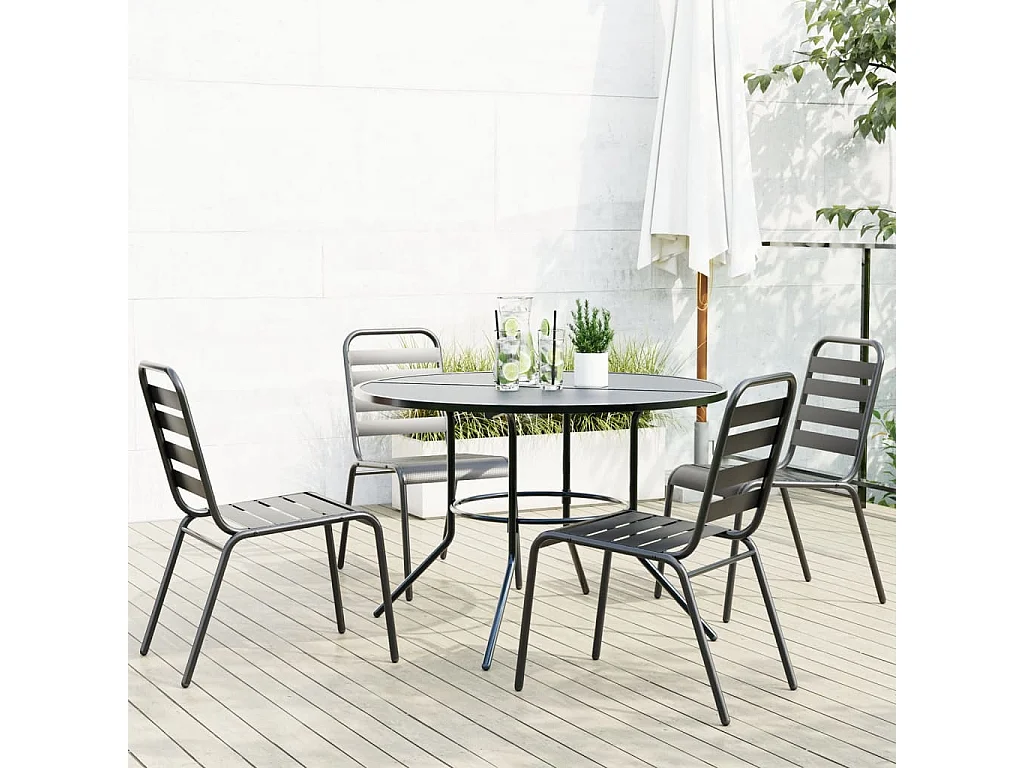 Miraya  Ensemble de chaises de jardin empilables 5 pcs anthracite