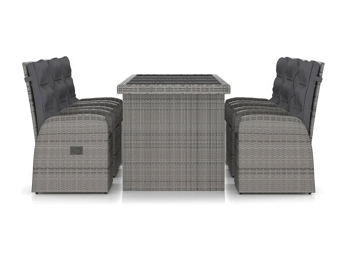 Doulough  Salon de jardin 7 pcs avec coussins Résine tressée Gris
