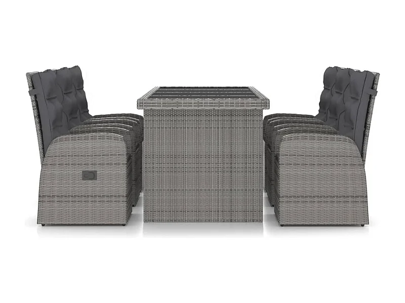 Doulough  Salon de jardin 7 pcs avec coussins Résine tressée Gris