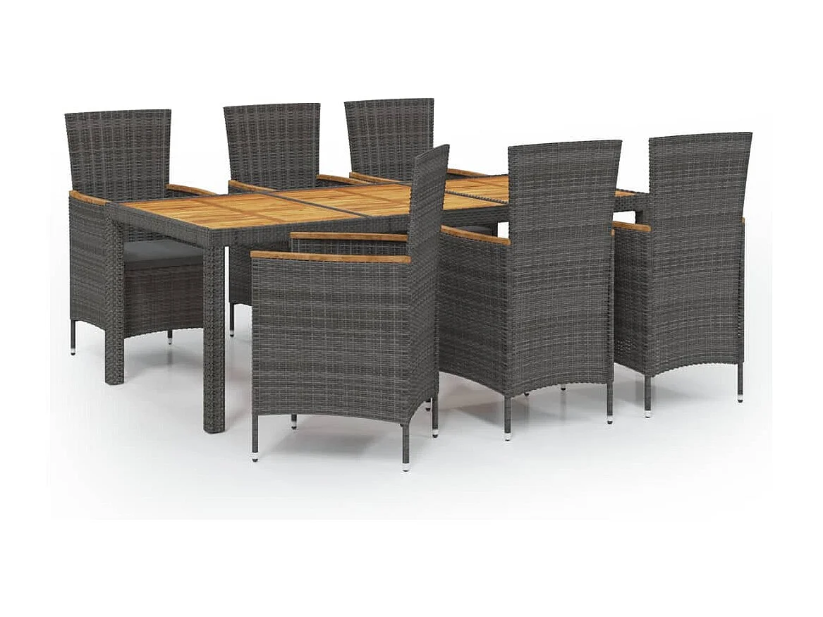 Garden Furniture -  Salon de jardin 7 pcs avec coussins Résine tressée Gris
