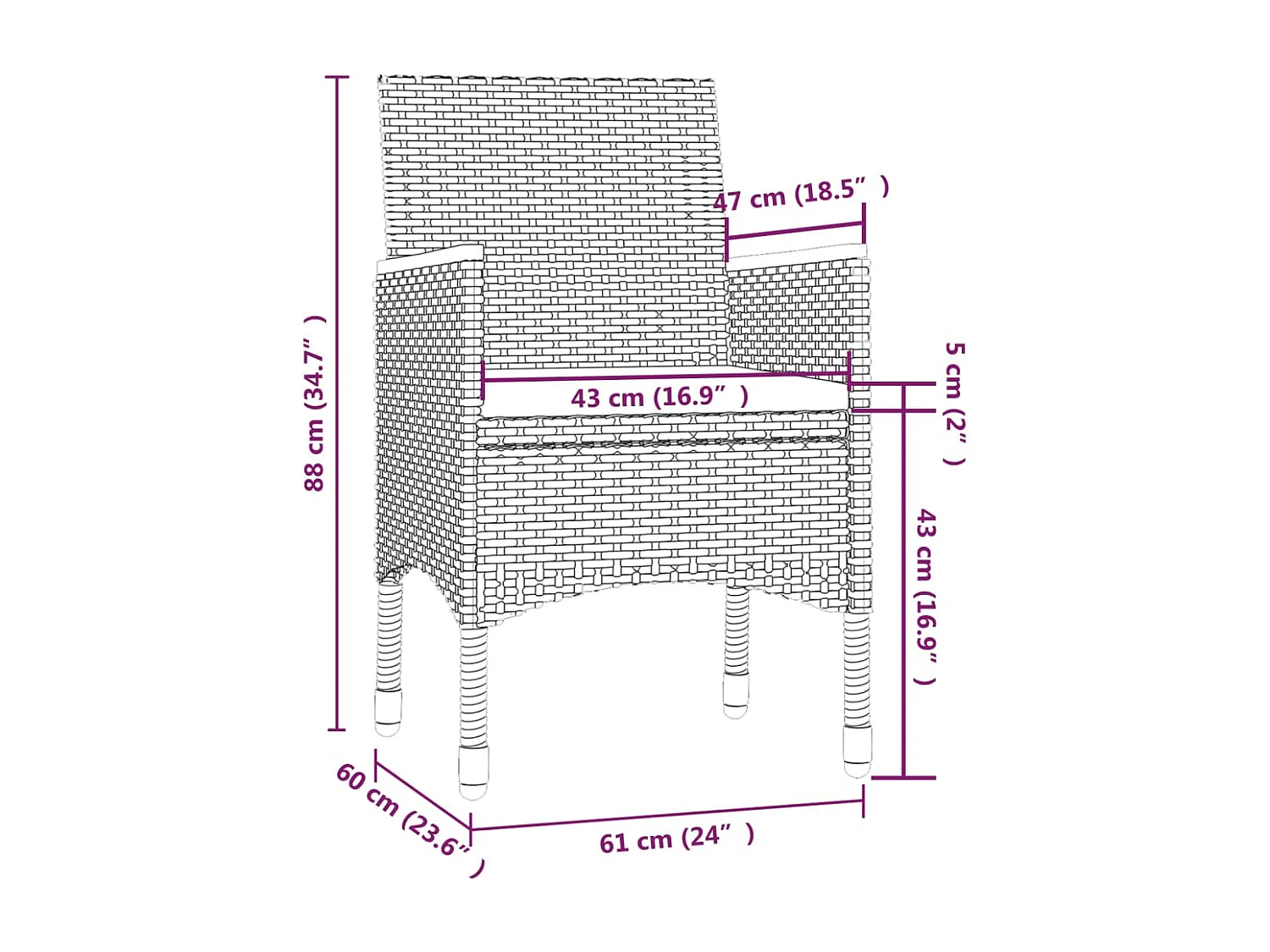 Garden Furniture -  Salon de jardin 7 pcs avec coussins Résine tressée Gris