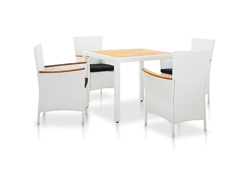 Horindor  Salon de jardin 5 pcs résine tressée blanc