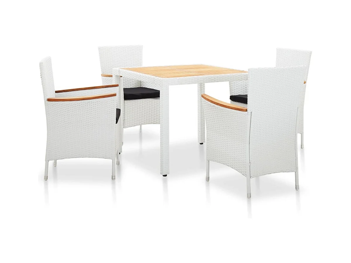 Horindor  Salon de jardin 5 pcs résine tressée blanc