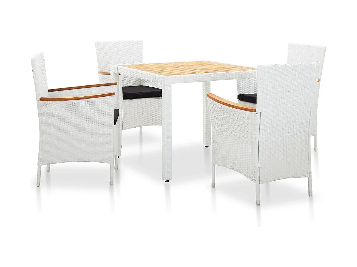 Horindor  5-delige Tuinset poly rattan wit