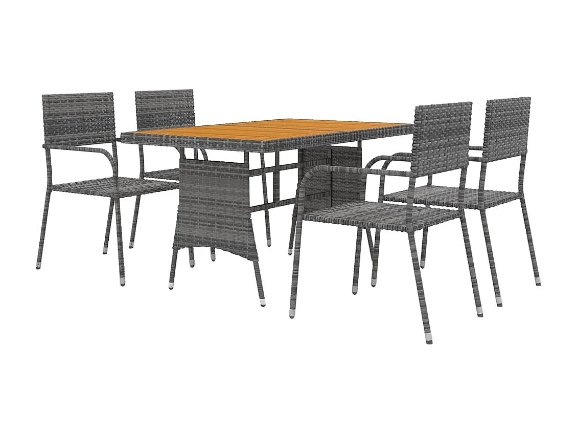 Lemvig  5-delige Tuinset poly rattan grijs