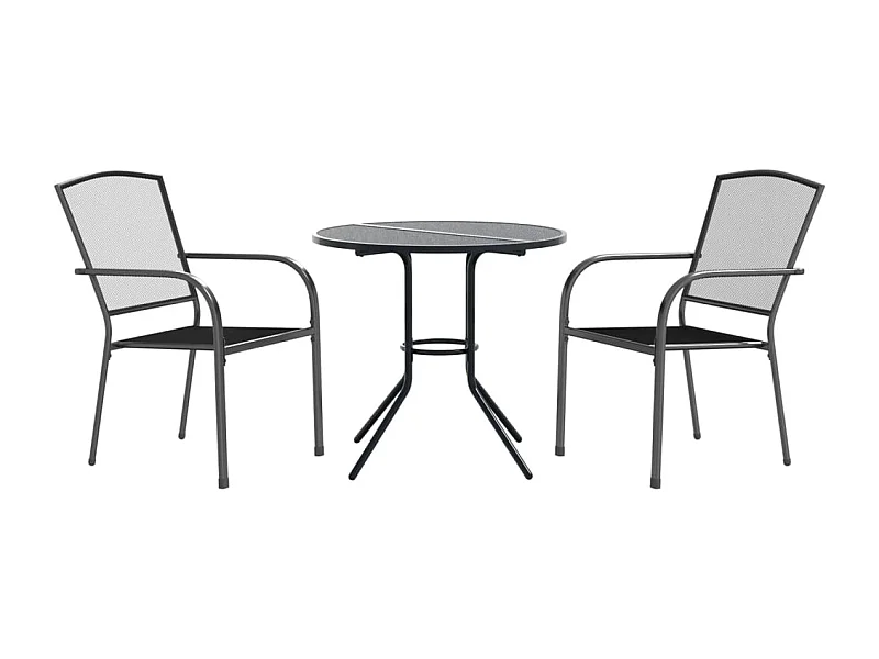 Untamo  3-delige Tuinset stapelbaar gepoedercoat staal antraciet