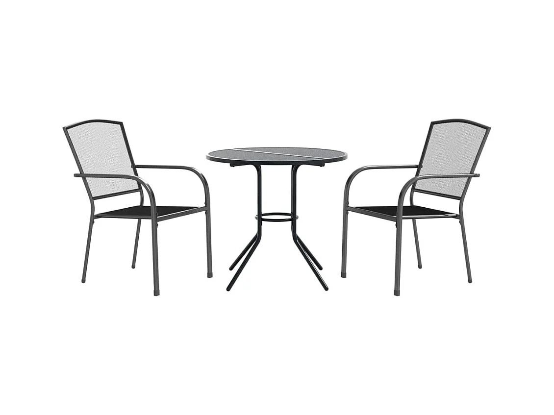 Untamo  Ensemble de chaises de jardin empilables 3 pcs anthracite