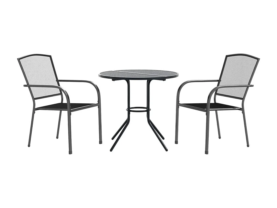 Untamo  Ensemble de chaises de jardin empilables 3 pcs anthracite