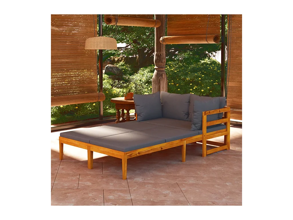 Carrollton  Tumbonas con cojines gris oscuro 2 unidades madera de acacia