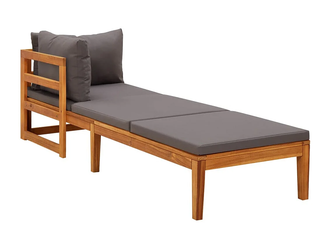 Carrollton  Ligbedden 2 st met donkergijze kussens acaciahout