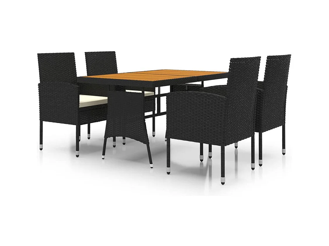Ayoub  Mobilier à dîner d'extérieur 5 pcs Résine tressée Noir