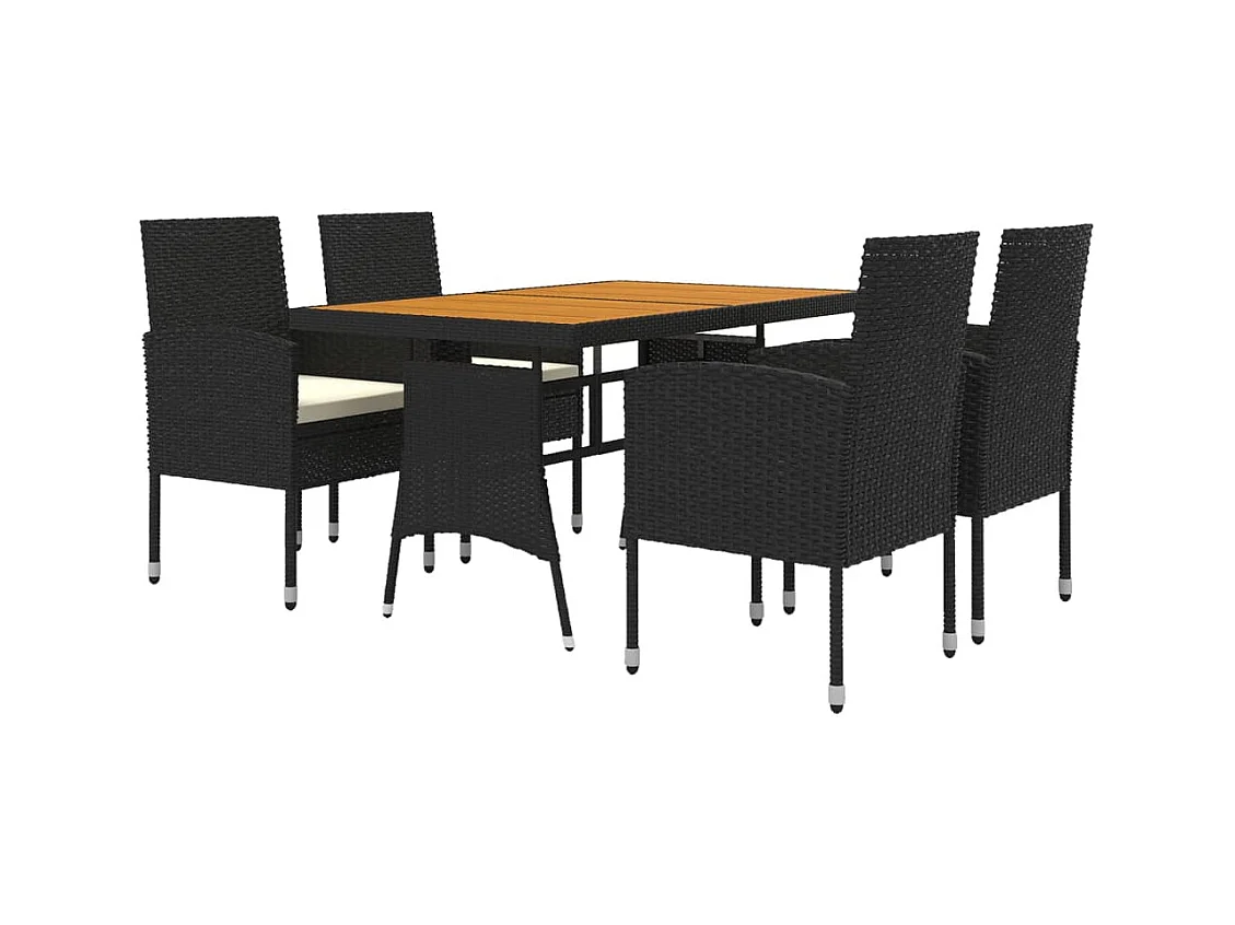 Ayoub  Mobilier à dîner d'extérieur 5 pcs Résine tressée Noir