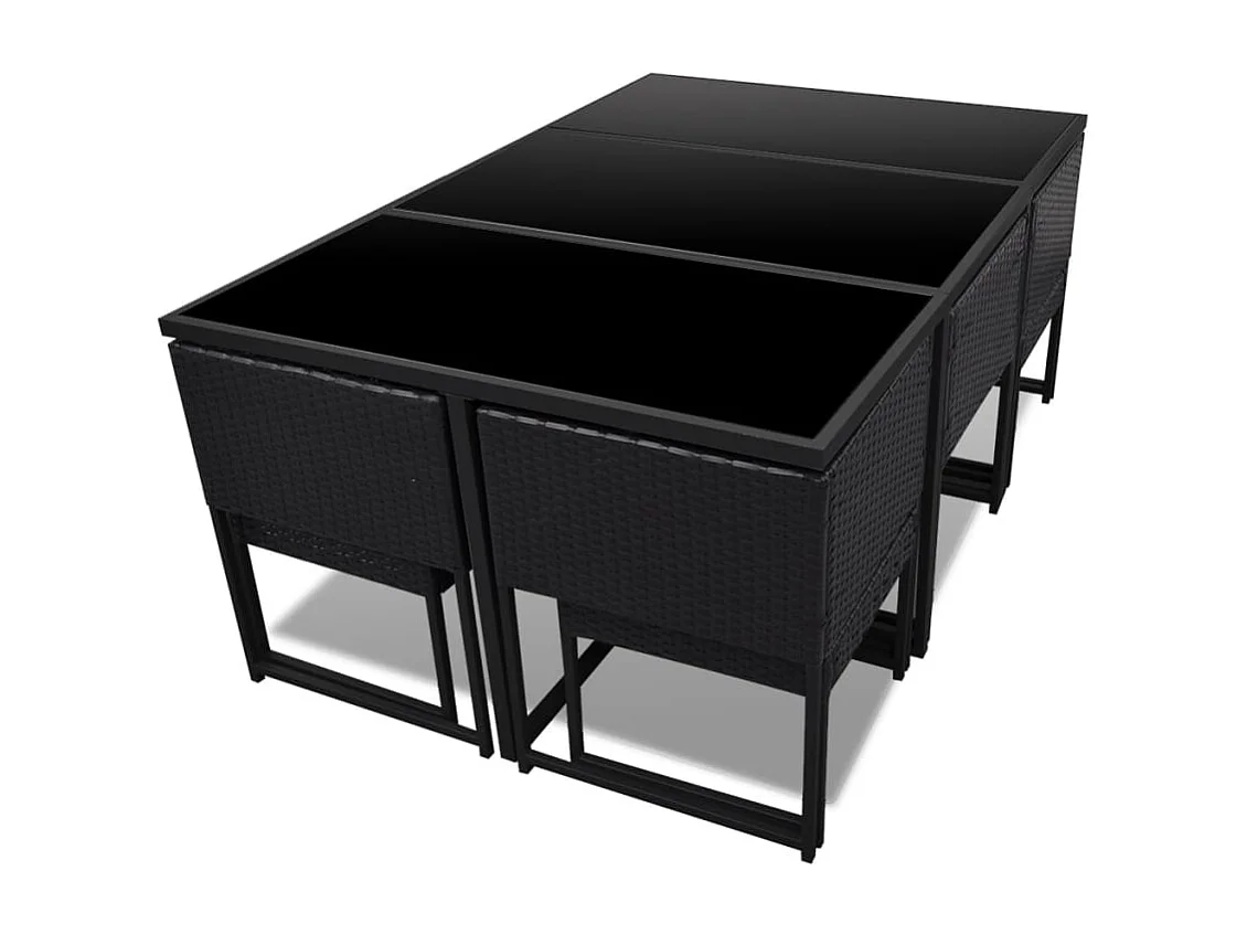 Wardo  Salon de jardin 11 pcs avec coussins Résine tressée Noir