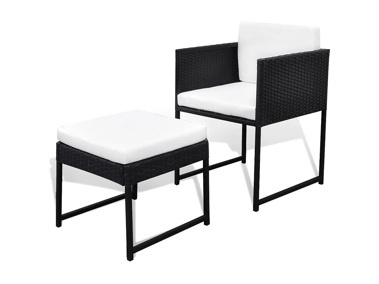 Wardo  Salon de jardin 11 pcs avec coussins Résine tressée Noir